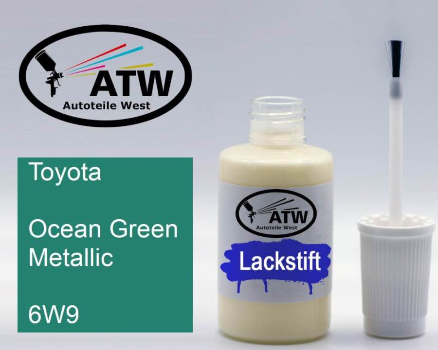 Toyota, Ocean Green Metallic, 6W9: 20ml Lackstift, von ATW Autoteile West.